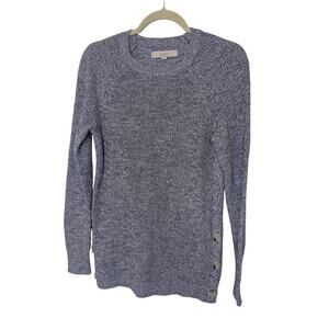 Loft Knit Crew Neck Blue White Pullover Sweater New with Tags Womens Size Small
